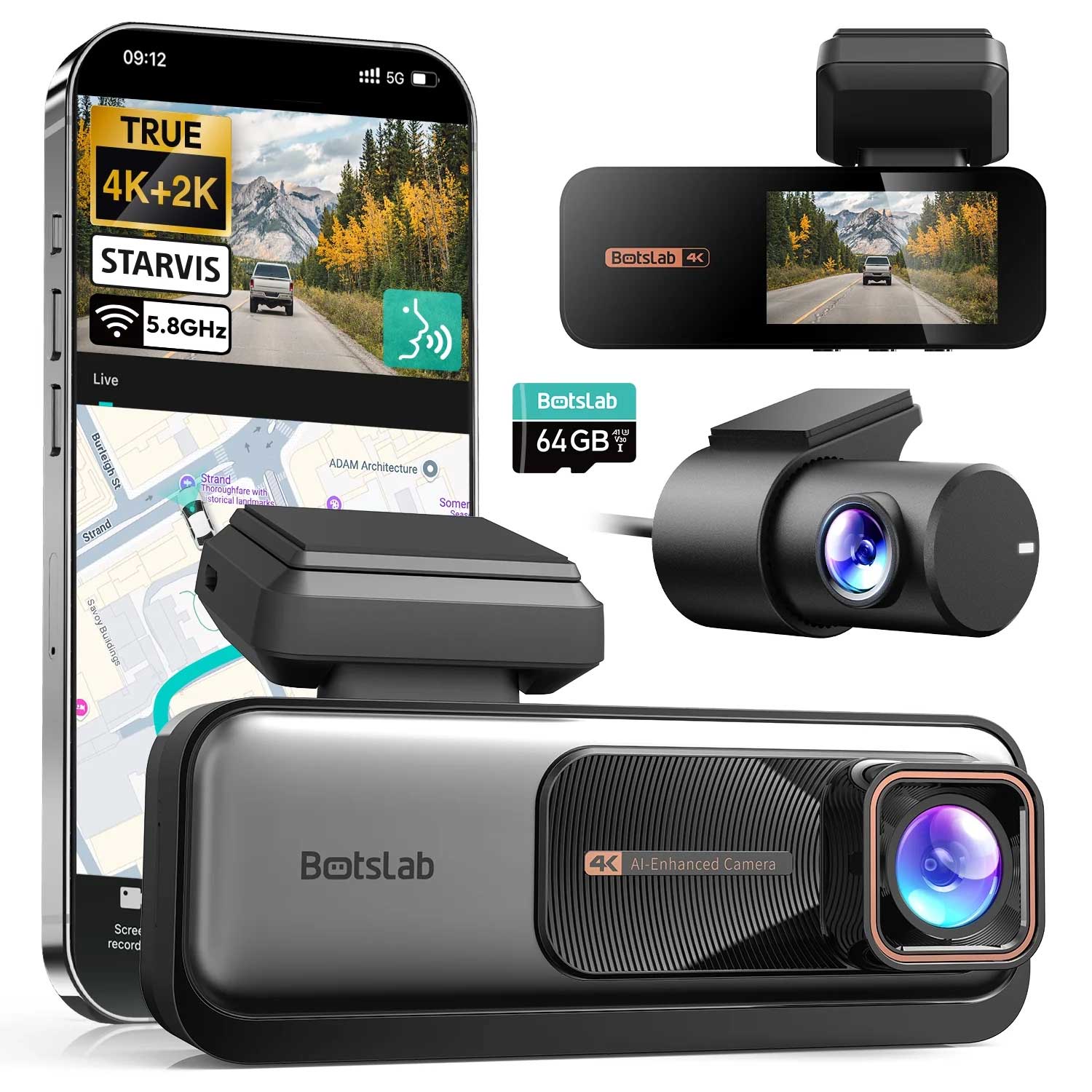 <tc>Botslab G980H Pro 4K Wifi GPS 2CH 64gb dashcam</tc>