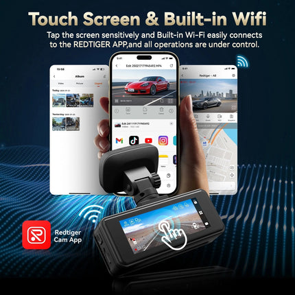 Redtiger A8 2CH 4K Touch Wifi GPS 2CH 64gb dashcam
