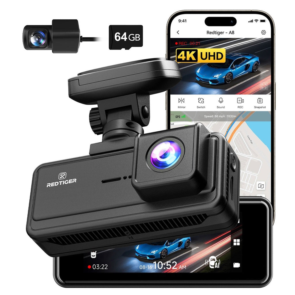 <tc>Redtiger A8 2CH 4K Touch Wifi GPS 64GB dashcam</tc>