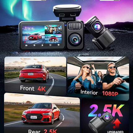 Redtiger F17 Elite 3CH 4K Wifi GPS 128gb dashcam