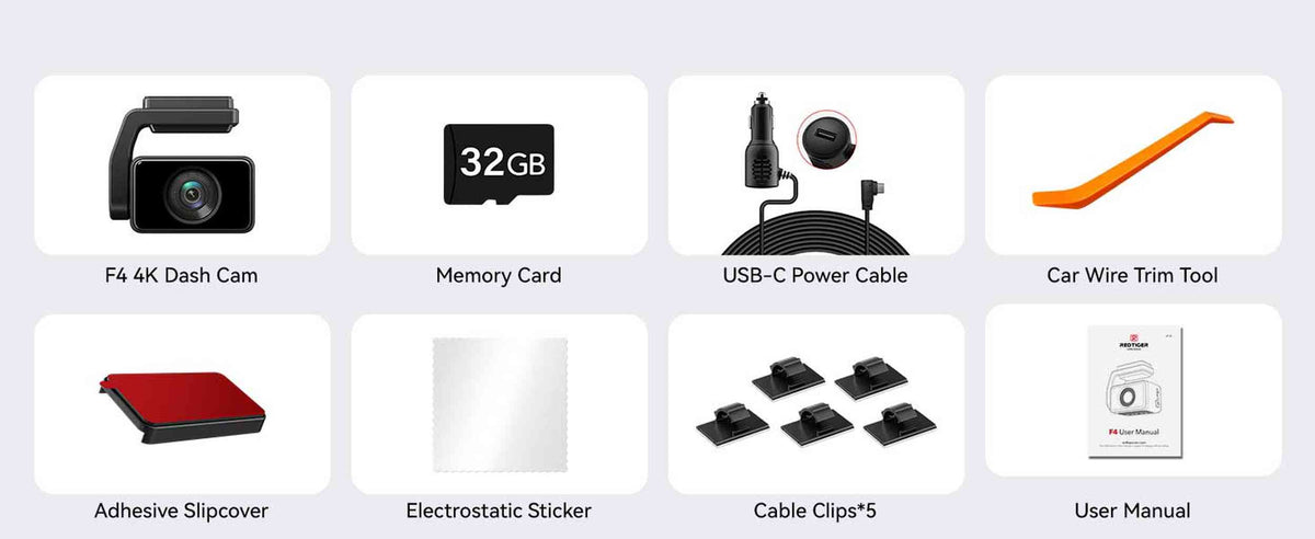 Redtiger F4 4K Touch Wifi GPS 32gb dashcam