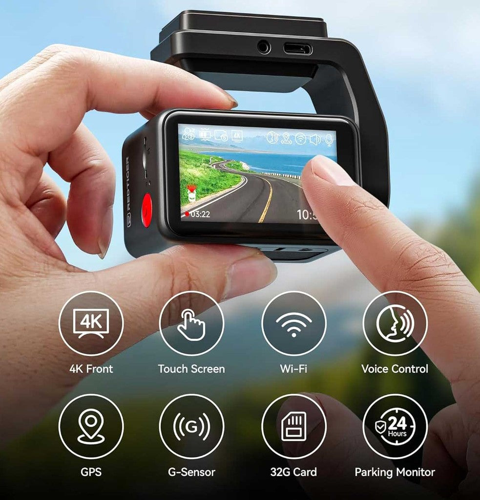 Redtiger F4 4K Touch Wifi GPS 32gb dashcam