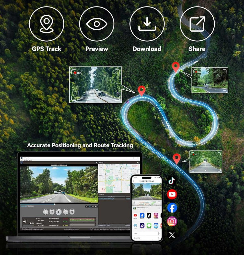 Redtiger F4 4K Touch Wifi GPS 32gb dashcam