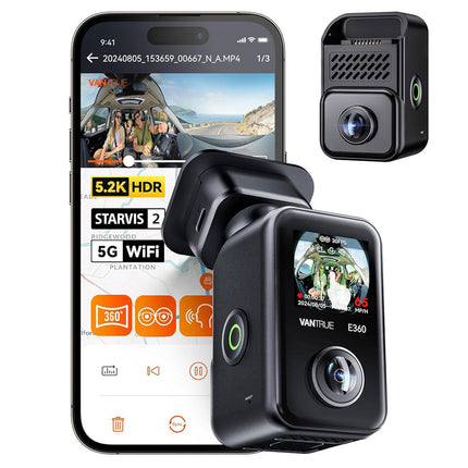 Vantrue E360 Cloud 5K 2CH Wifi GPS 360 graden dashcam