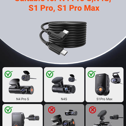Vantrue N4 Pro / N4S 9-metre rear-view camera cable