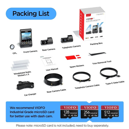 <tc>Viofo A329T 3CH 4K Wifi GPS dashcam</tc>