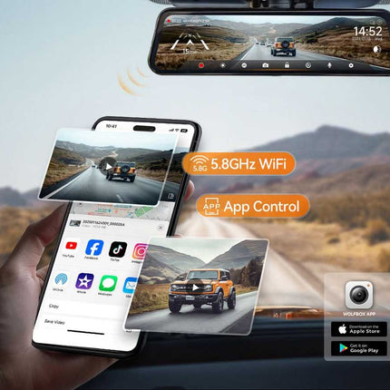 <tc>Wolfbox G900 Tripro bumper 3CH 4K Wifi GPS 256gb Mirror dashcam</tc>