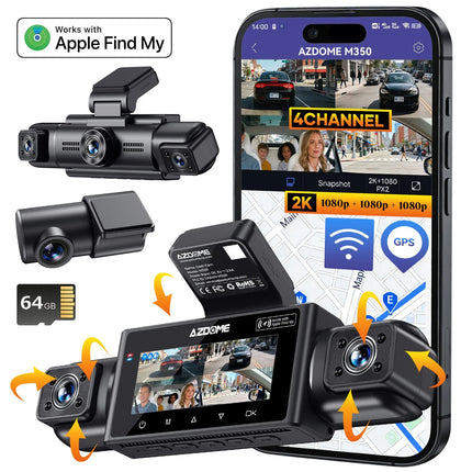 <tc>AZDome M350 4CH 2K Wifi GPS 64GB 360-degree dashcam</tc>
