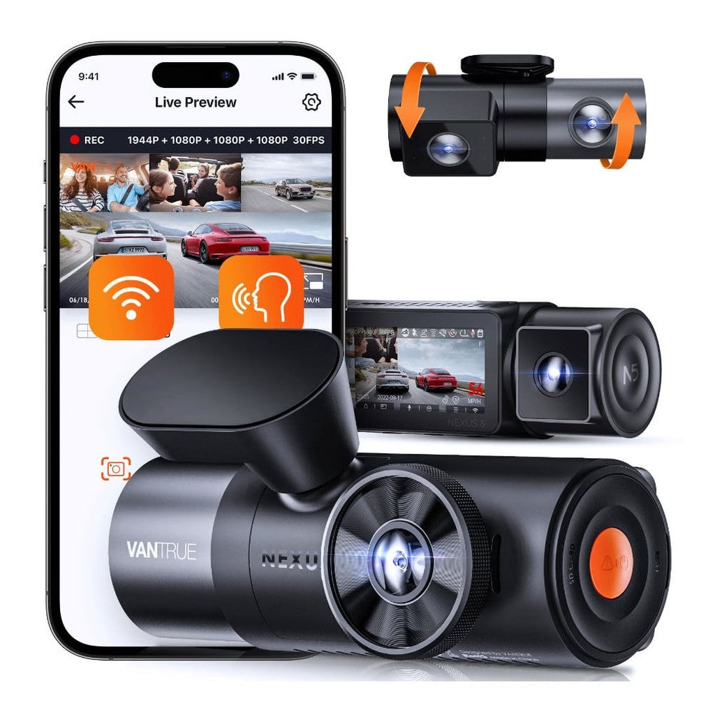 Vantrue N5 2K QuadHD 4CH Wifi GPS 360-degree dashcam