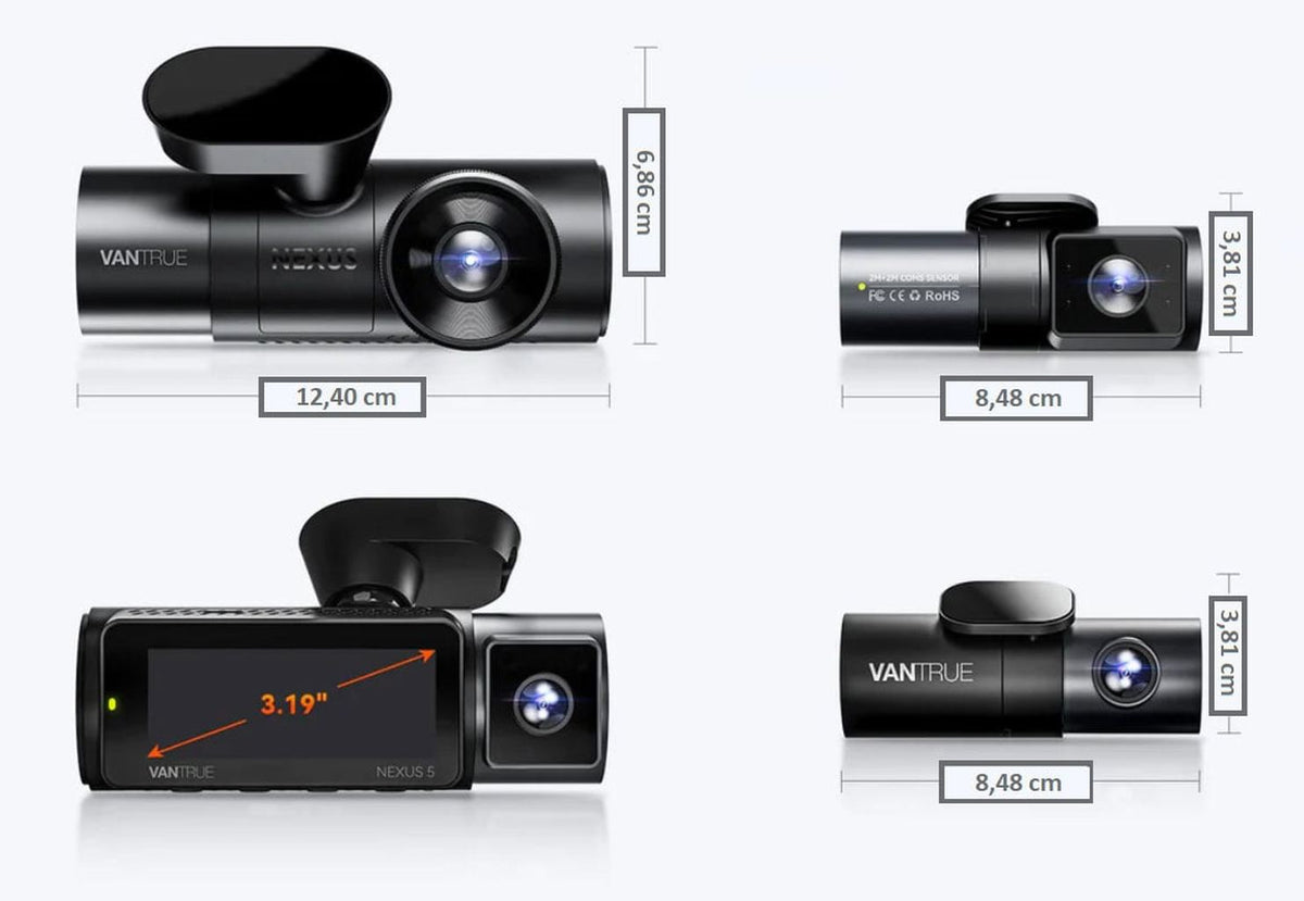 Vantrue N5 2K QuadHD 4CH Wifi GPS 360-degree dashcam